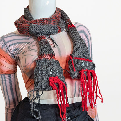 2 WAY SNAKE  – Narrow Scarf　Grey