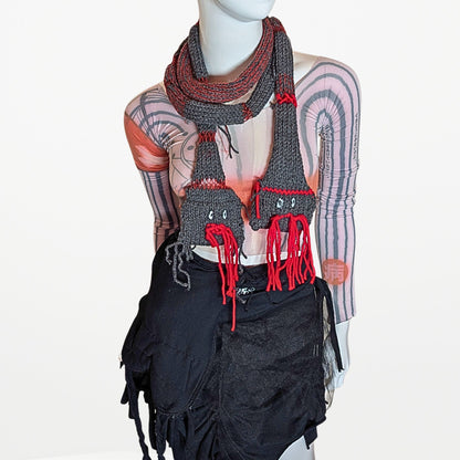 2 WAY SNAKE  – Narrow Scarf　Grey