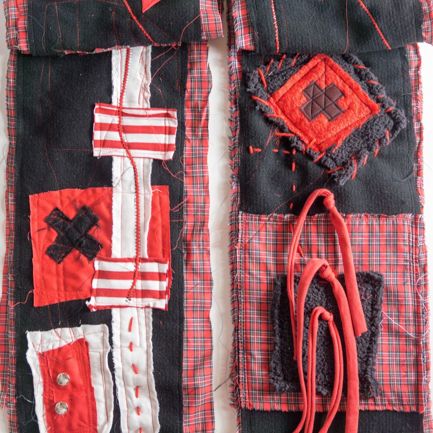 Blabla Red Check Punk Schal-Kollektion, handgefertigt in Tokio: Bitte wählen Sie ein Design! 【152ｃｍ】