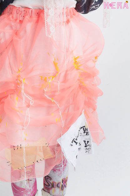 Harajuku  Fashion Pink Tights　”I feel sick in his dream " 80 denier