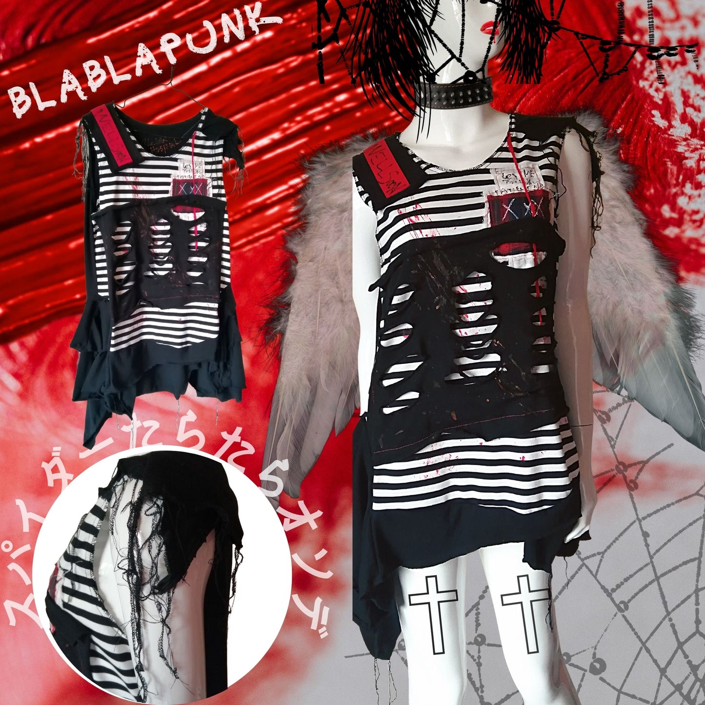 Tokyo Punk Fashion   Handmade Sleeveless  Pullover Dress