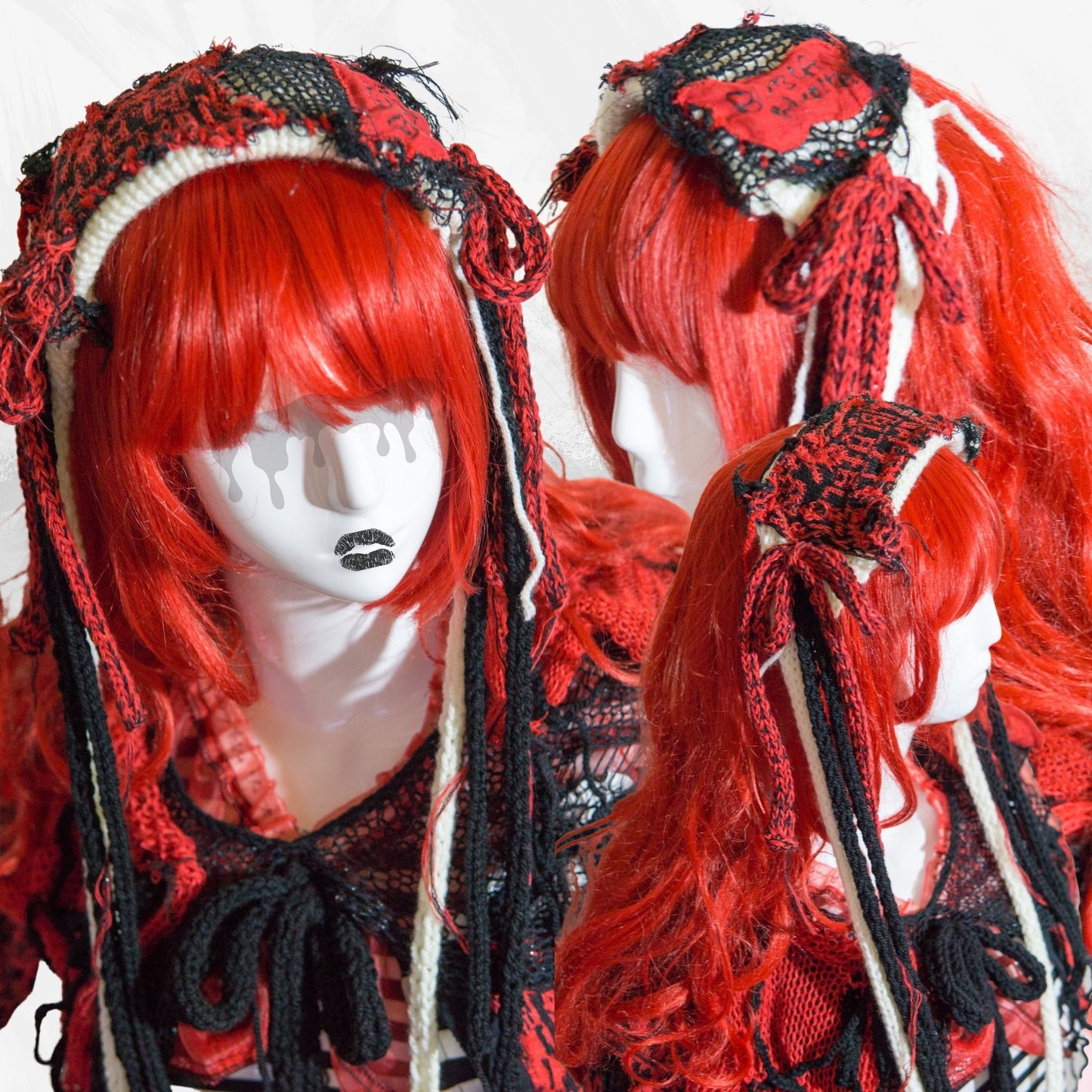 Blabla Original Gothic Punk Knit  Lolita Fashion Headdress Handmade