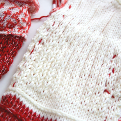 Tokyo Punk Knit Handmade Red and White Punk Scarf  【152cm】