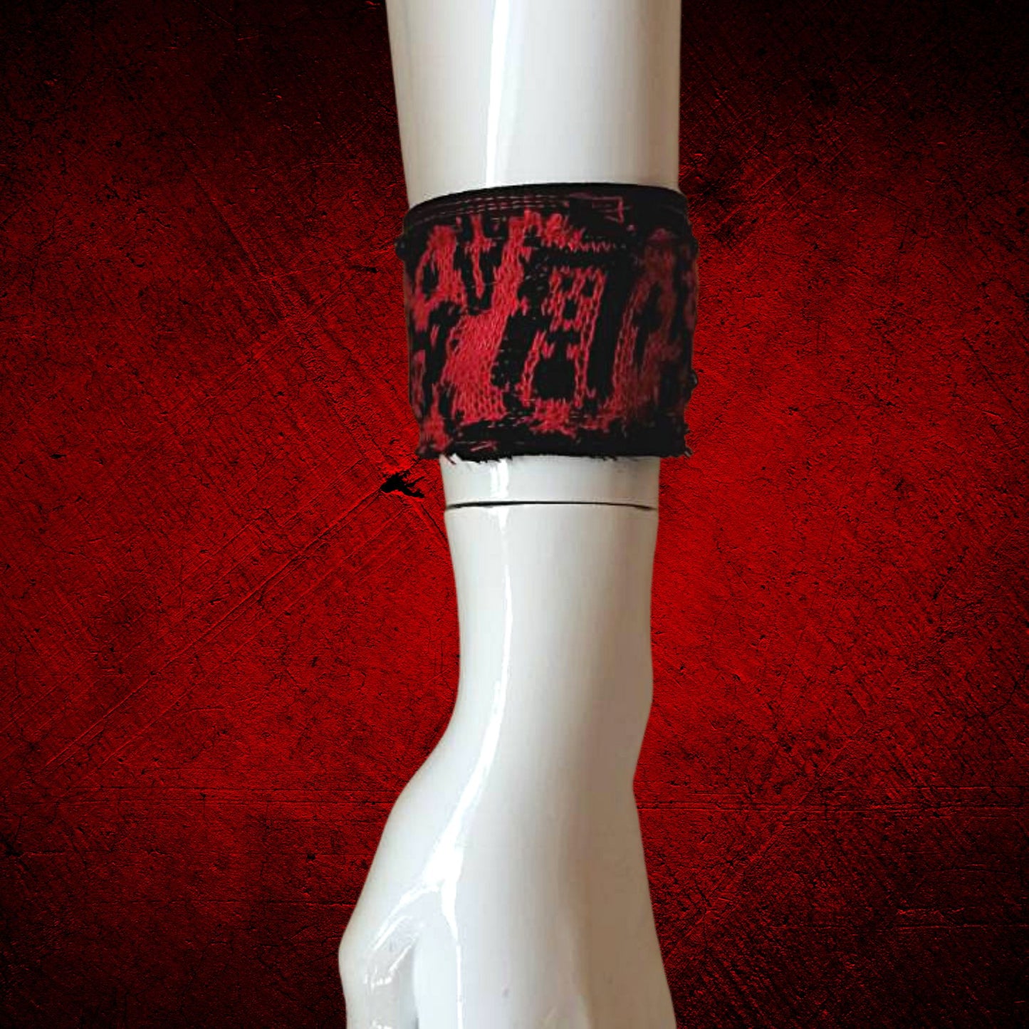 Blabla Patient wristband Tokyo punk 2023! Original Knitted design Black and Red wristband　FACES