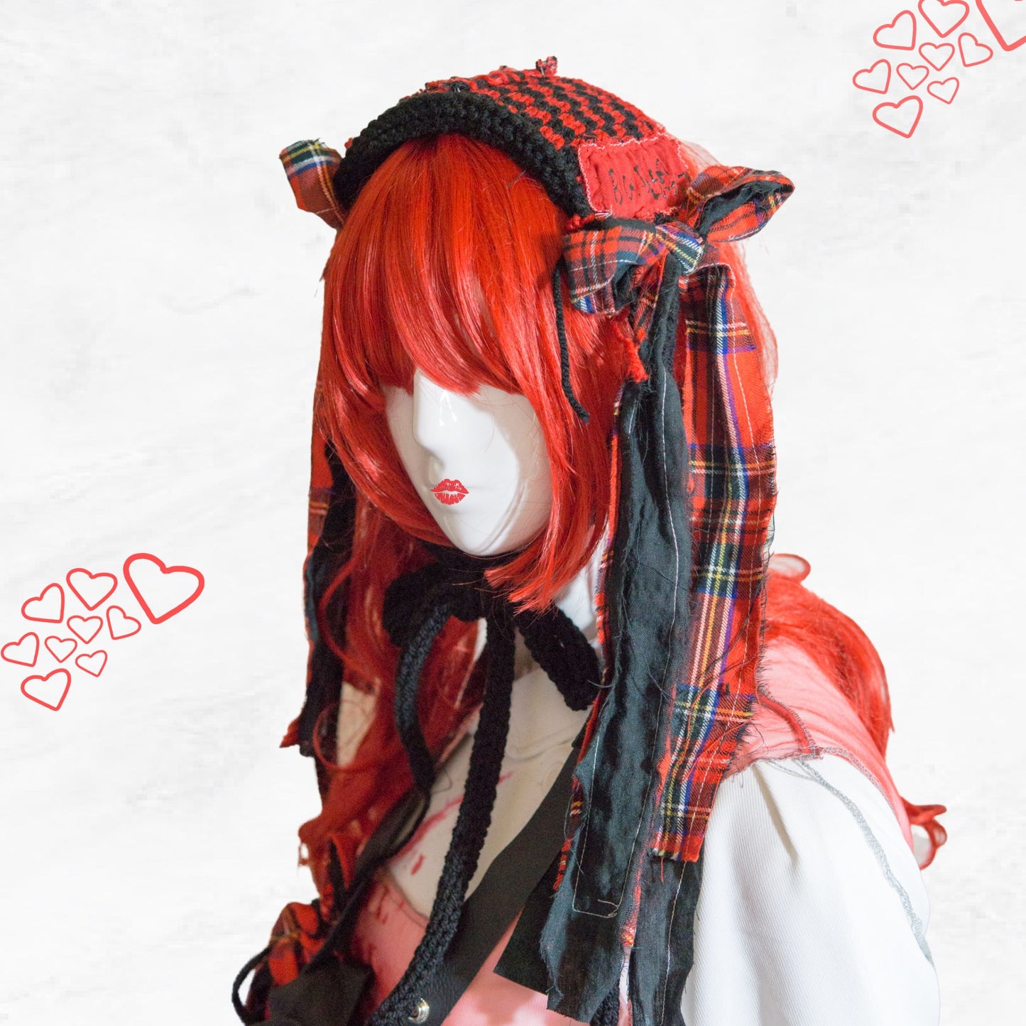 Tokyo Punk J-fashion  Lolita  Headdress Handmade Black and Red　Mysterious Pattern hehehe