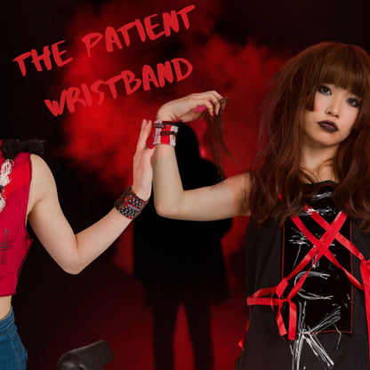 Blabla Patient wristband Tokyo punk 2023! Original Knitted design Black and Red wristband　FACES