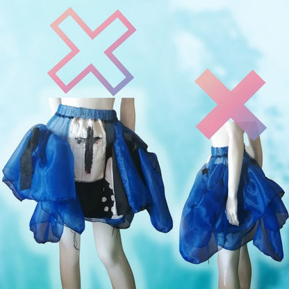See-through Blue  Gothic and Lolita handmade skirt Black cross design