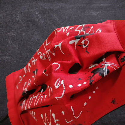 Punk Handschrift Design leuchtend rote Modemaske handgefertigt