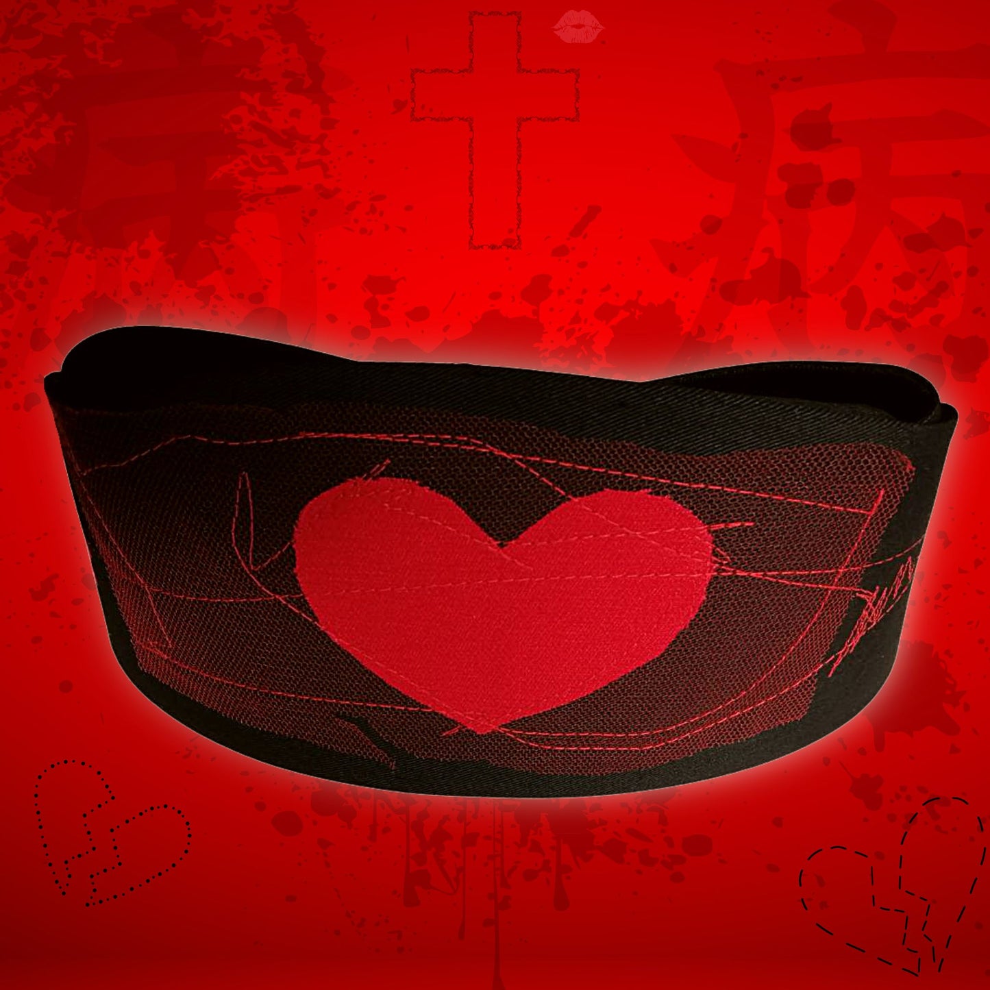 Red heart Black Nurse Cap Medical Gothic Punk J-Fashion