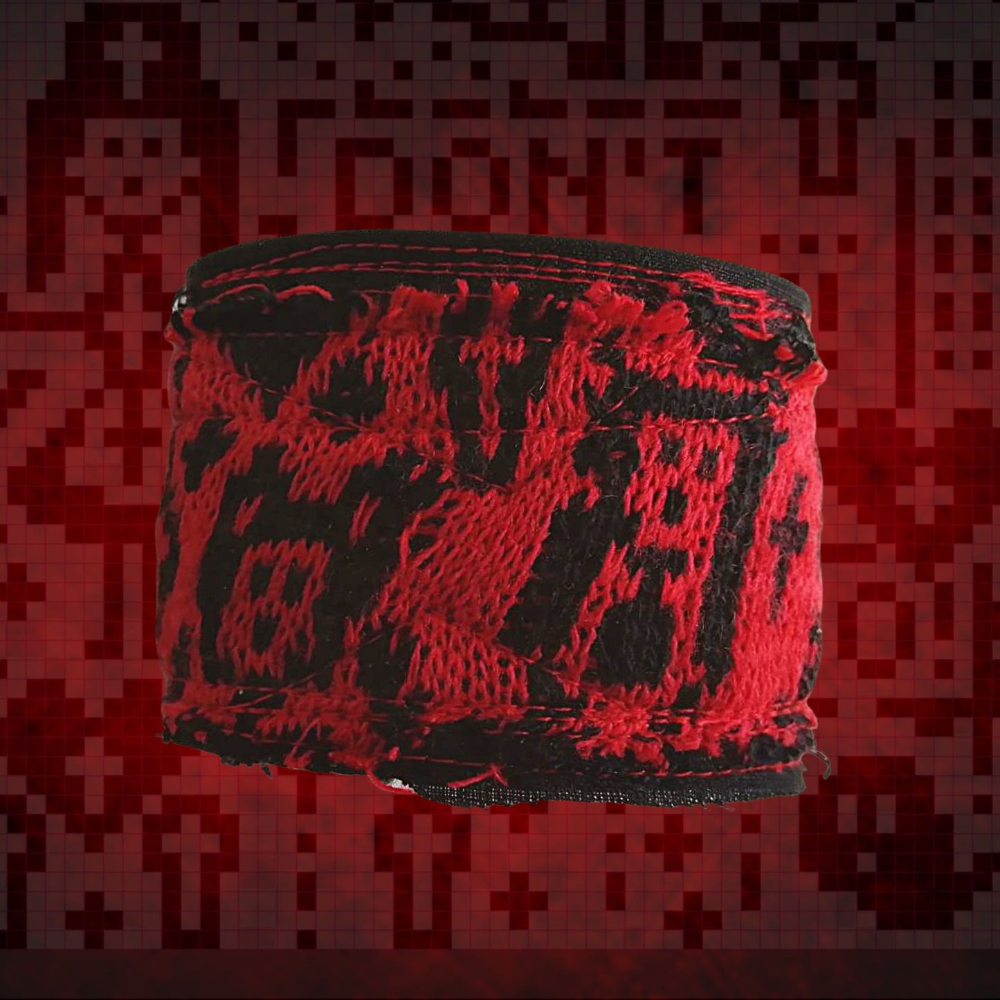 Blabla Patient wristband Tokyo punk 2023! Original Knitted design Black and Red wristband　FACES