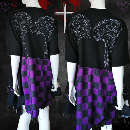 Gothic Lolita lila und schwarzes T-Shirt-Kleid
