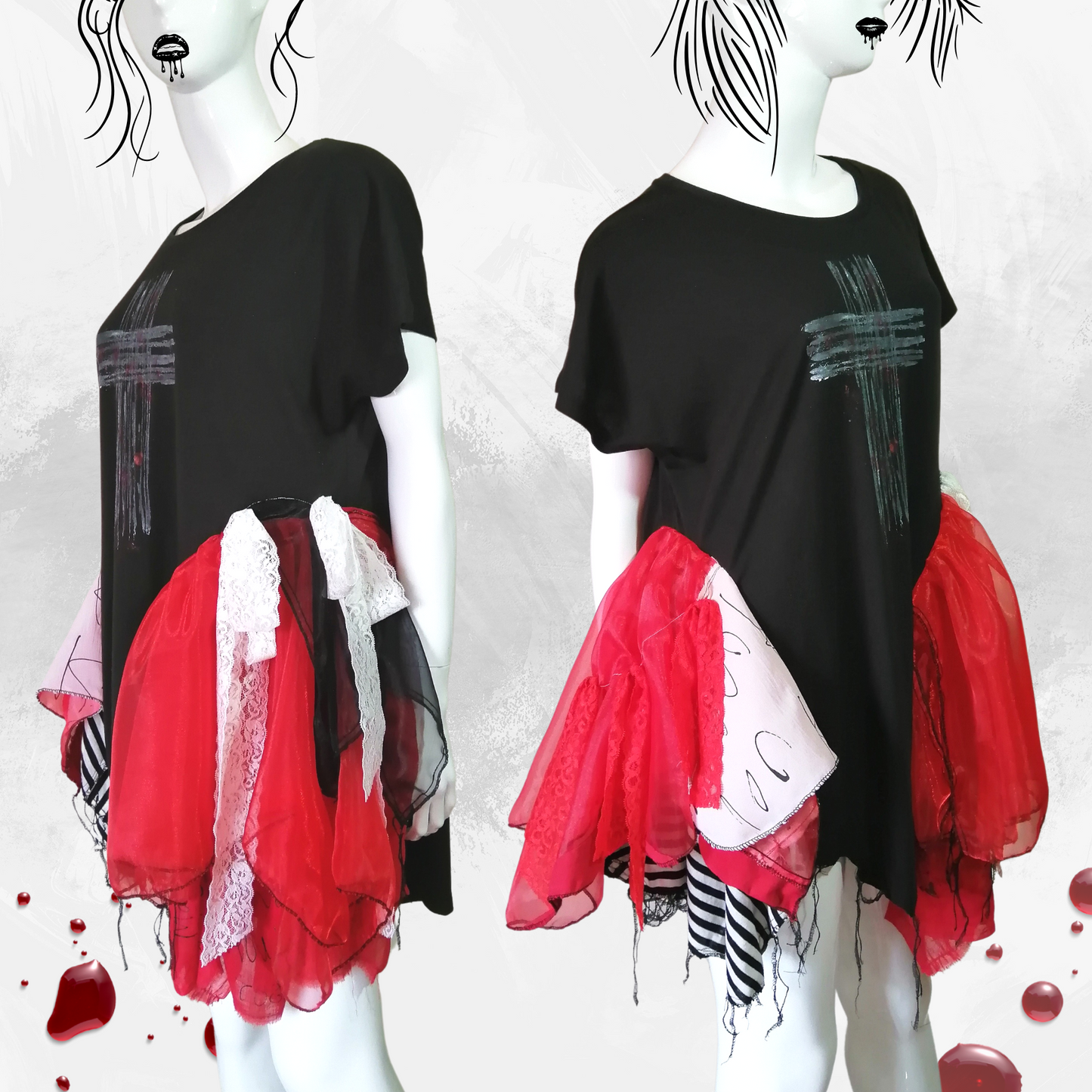 Gothic und Lolita T-Shirt-Kleid